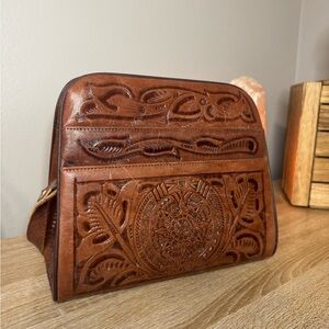 Vintage Brown Leather Embossed Purse